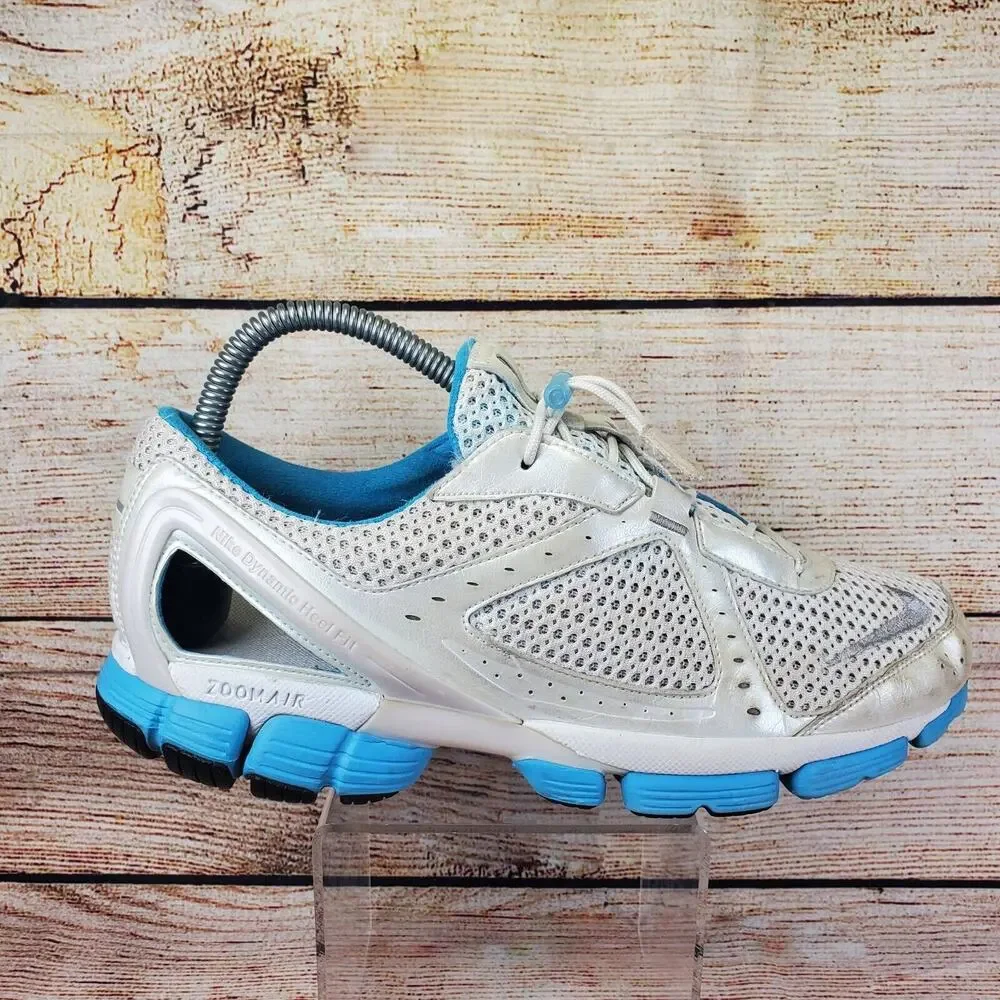 Nike Sneakers Silver Blue Mesh Zoom Air Hot Shot Dynamic Heel Running Women's 8